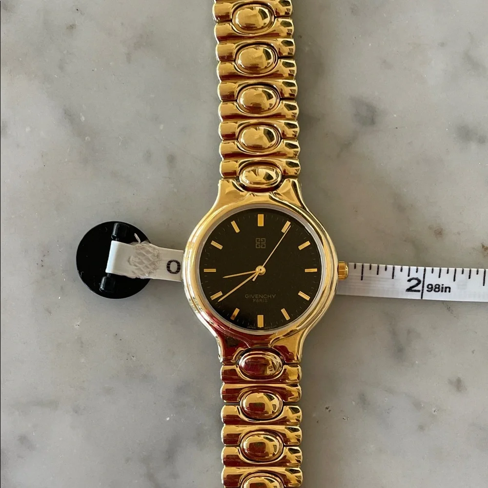 GIVENCHY Vintage 90's Quartz Gold Bracelet Black Dial Women's Watch